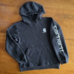 Carhartt black logo hoodie L 14-16 NWOT